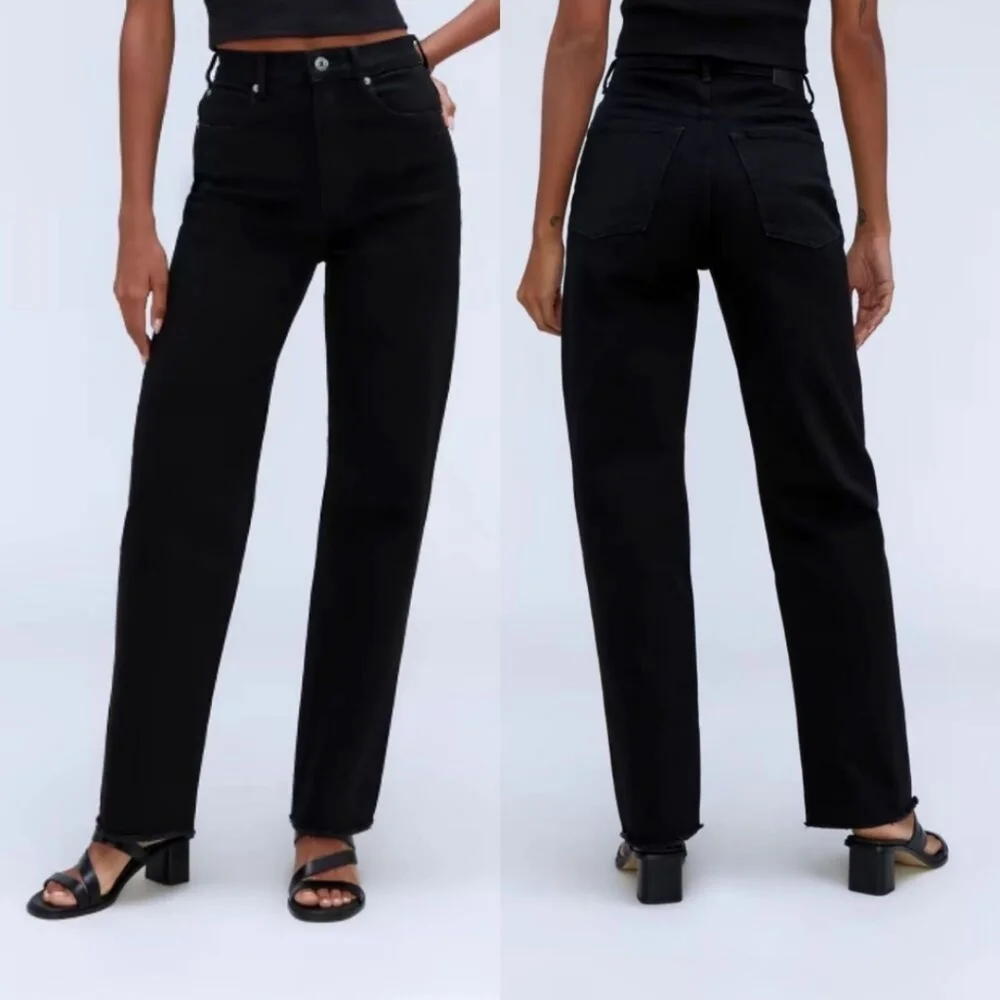 NWOT Everlane Coal Black Way High Straight Leg Denim Jeans In 27 Regular - Picture 2 of 10